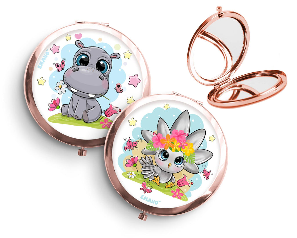 Miroirs de Poche Animaux Mignons pour Enfants : Des amis adorables en un clin d'œil.