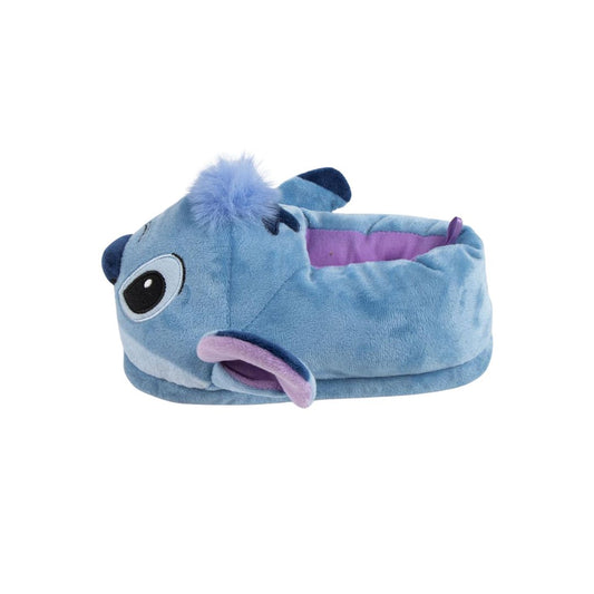 Chaussons Stitch en peluche douce de couleur bleue, à l’effigie du personnage Disney, avec semelles antidérapantes – disponibles chez EMANO en Nouvelle-Calédonie.