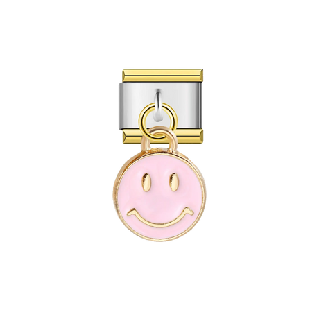 Charm argenté smiley rose