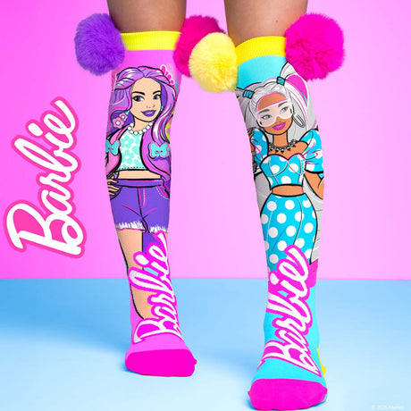 Chaussettes Barbie Extra Butterfly colorées avec gros pompons néon