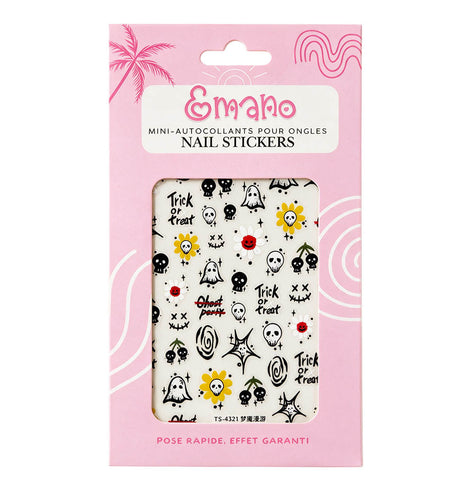 Stickers Ongles Dead Flowers EMANO avec fleurs crânes et fantômes