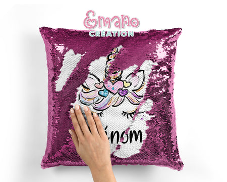 Coussin Licorne en Sequin : Magie au Toucher.