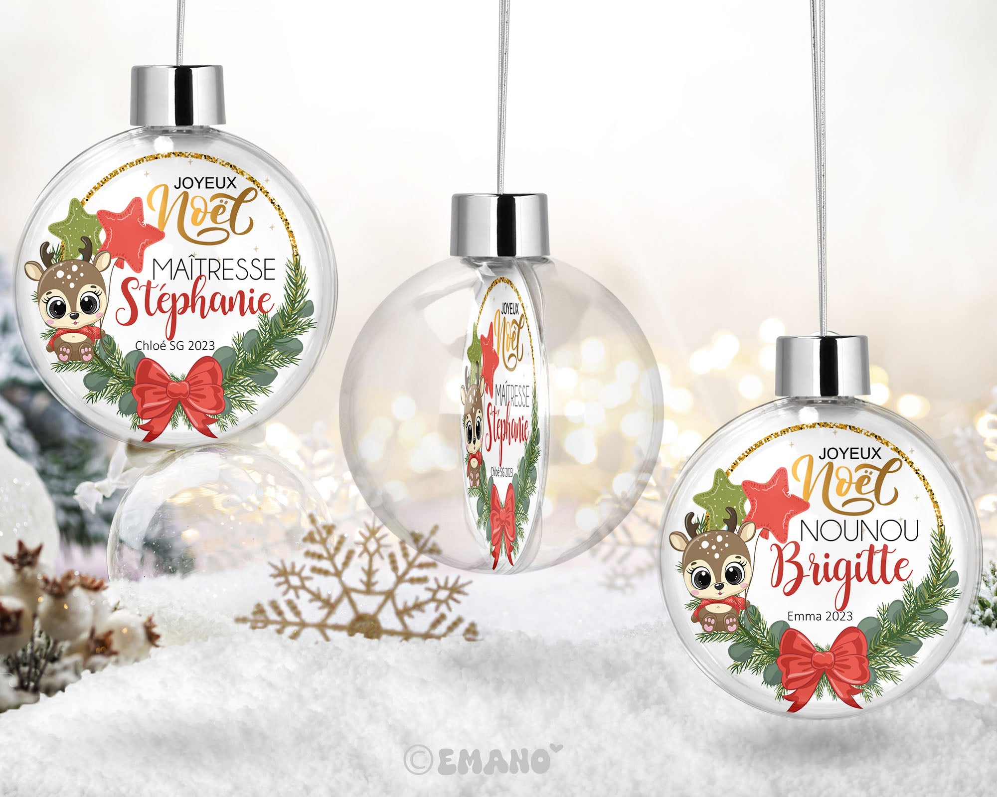 Décorations De Noël Personnalisables - Pendentifs Lettres A à Z En Résine - Environ 6,6x8,3 Cm - Avec Ruban