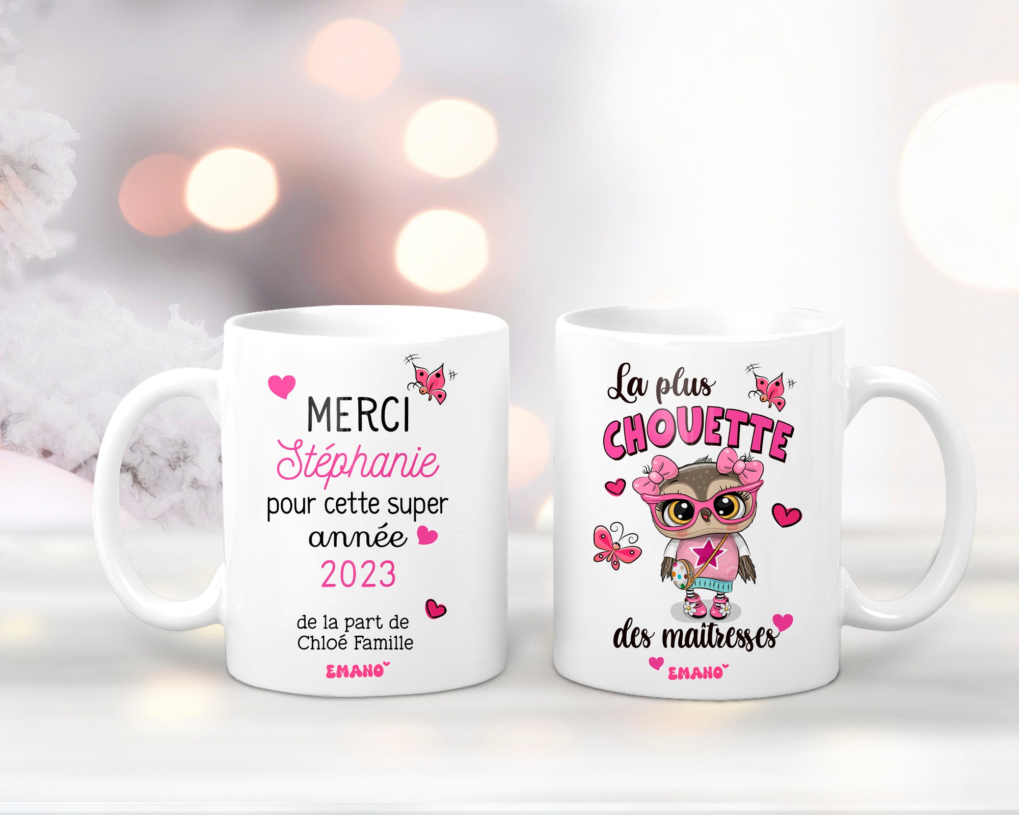 Mug Noël Nounou - Maîtresse - Atsem - Marraine - personnalisé
