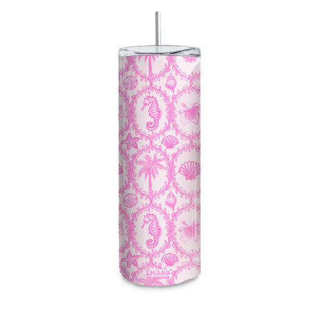 Tumbler Seahorse Paradise EMANO rose avec hippocampes et coquillages