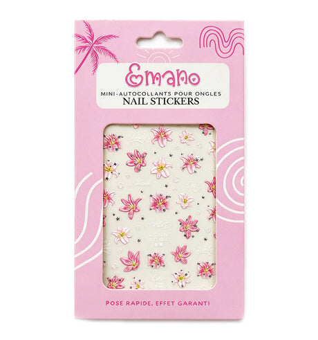 Stickers ongles Pink Lily fleurs roses EMANO