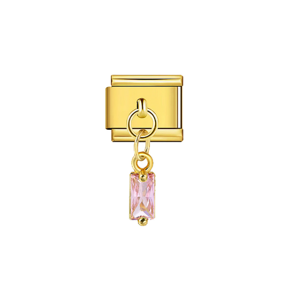 Charm Italien Lise Gem – cristal rectangulaire rose serti doré | bijou fantaisie Emano Nouvelle-Calédonie.