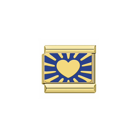 Charm doré cœur rayonnant émaillé bleu – Emano bijoux NC