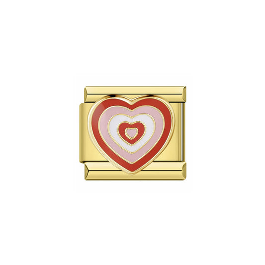 Charm Cœur doré rose rouge pour bracelet à charms italien Emano