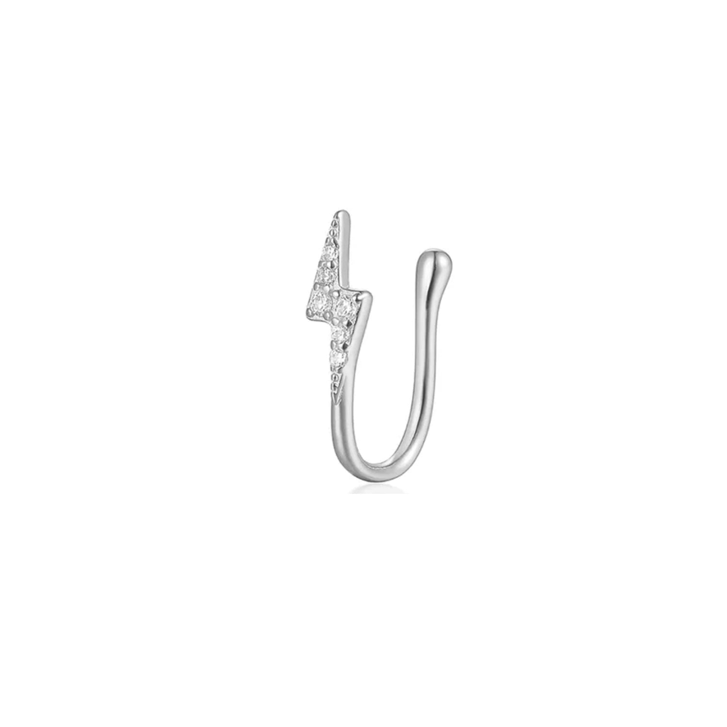 Faux piercing éclair argent 925 avec strass – bijou sans perçage nez et oreille Emano Nouvelle-Calédonie.