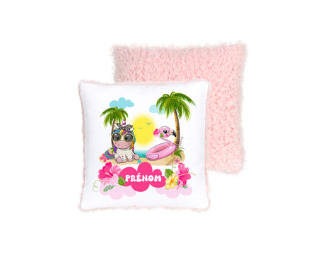 Coussin Licorne et Flamant Rose : Doux Voyage.