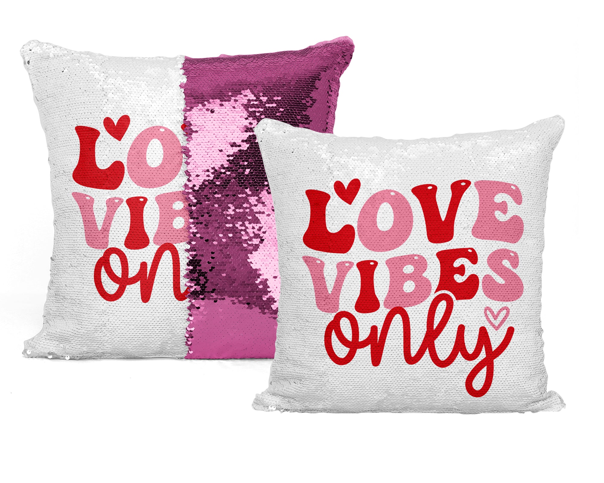 Coussin Sequin 'Love Vibes Only' : Cultivez l'amour et la positivité.