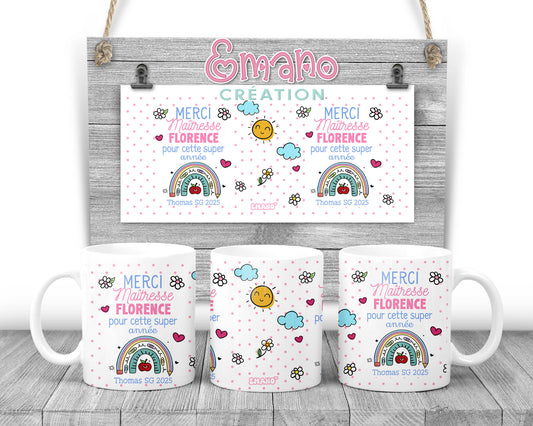 Une tasse de reconnaissance personnalisée. ✨ Offrez un Mug Emano unique pour remercier un maître ou une maîtresse exceptionnel(le). 🎓💖 #EmanoMerci #CadeauPersonnalisé #Reconnaissance