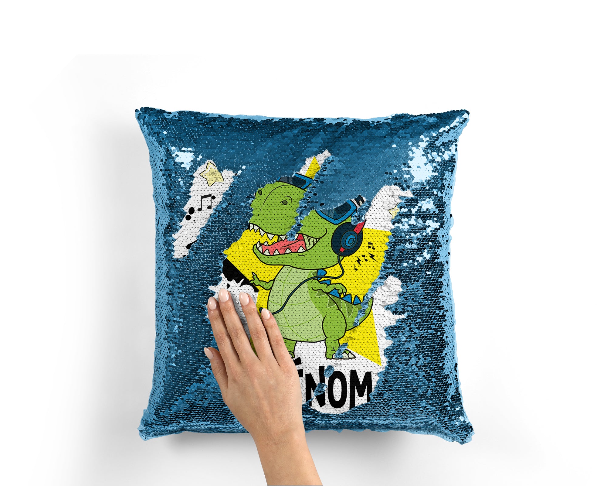 Coussin Dinosaure Musicien Personnalisé : Groove Personnalisé.