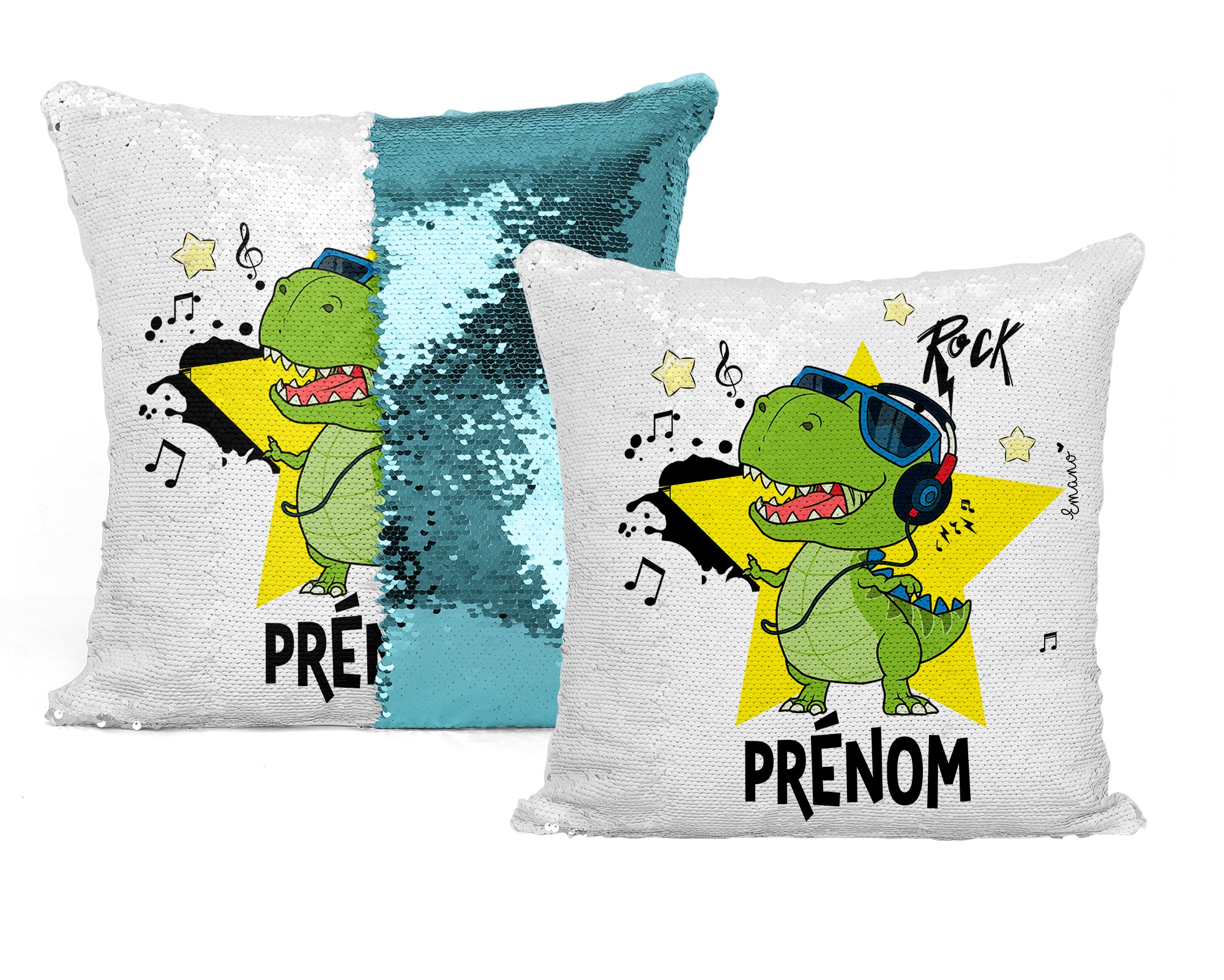 Coussin Dinosaure Musicien Personnalisé : Groove Personnalisé.
