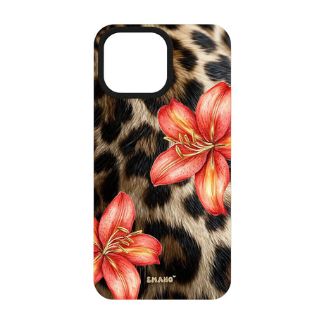MOOD Golden Wild EMANO léopard et fleurs rouges pour coque iPhone interchangeable
