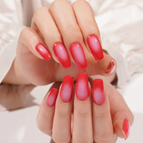 Stickers ongles rouge dégradé Emano, manucure semi-permanente à la maison