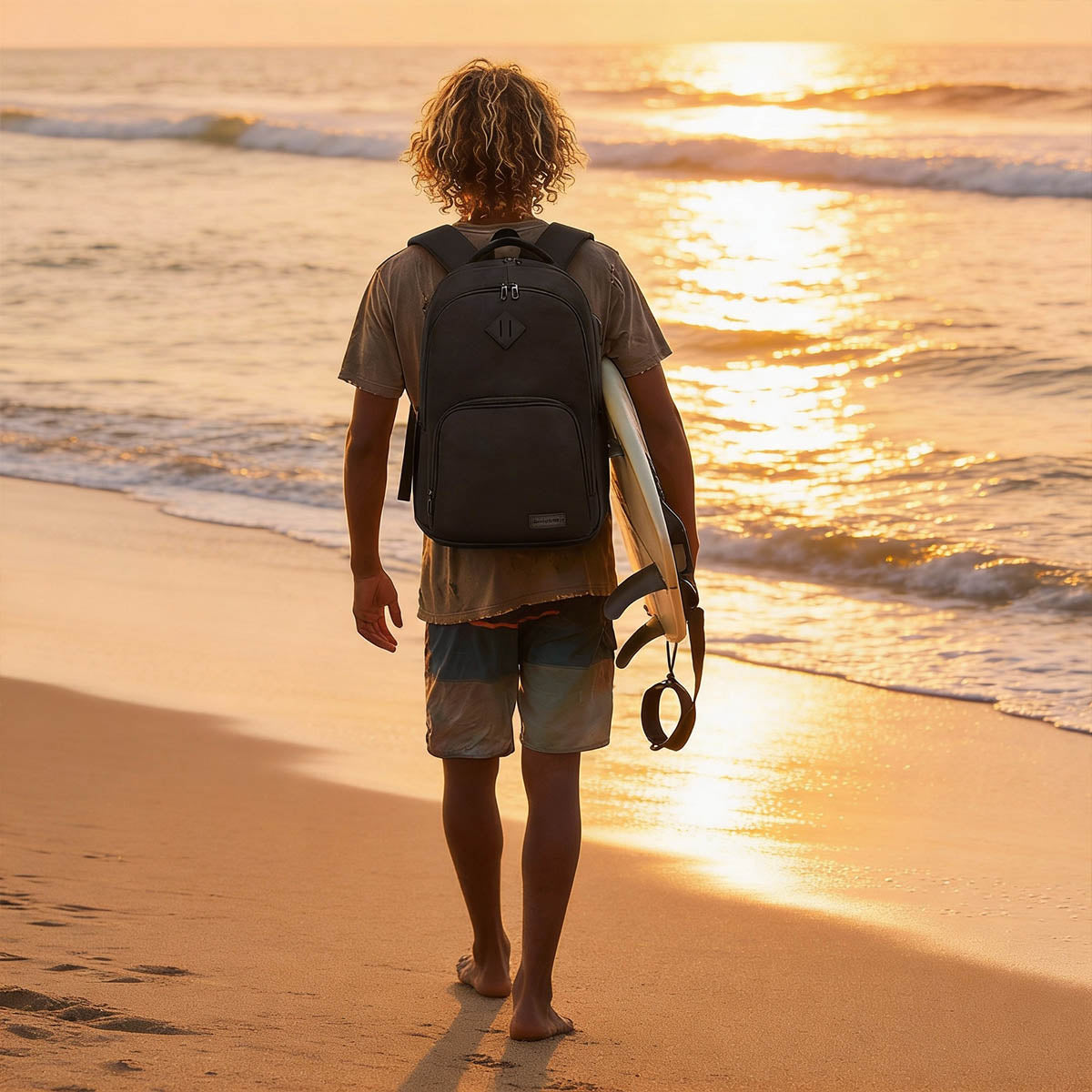 Sac à dos cartable EMANO noir avec port USB externe et compartiment ordinateur renforcé