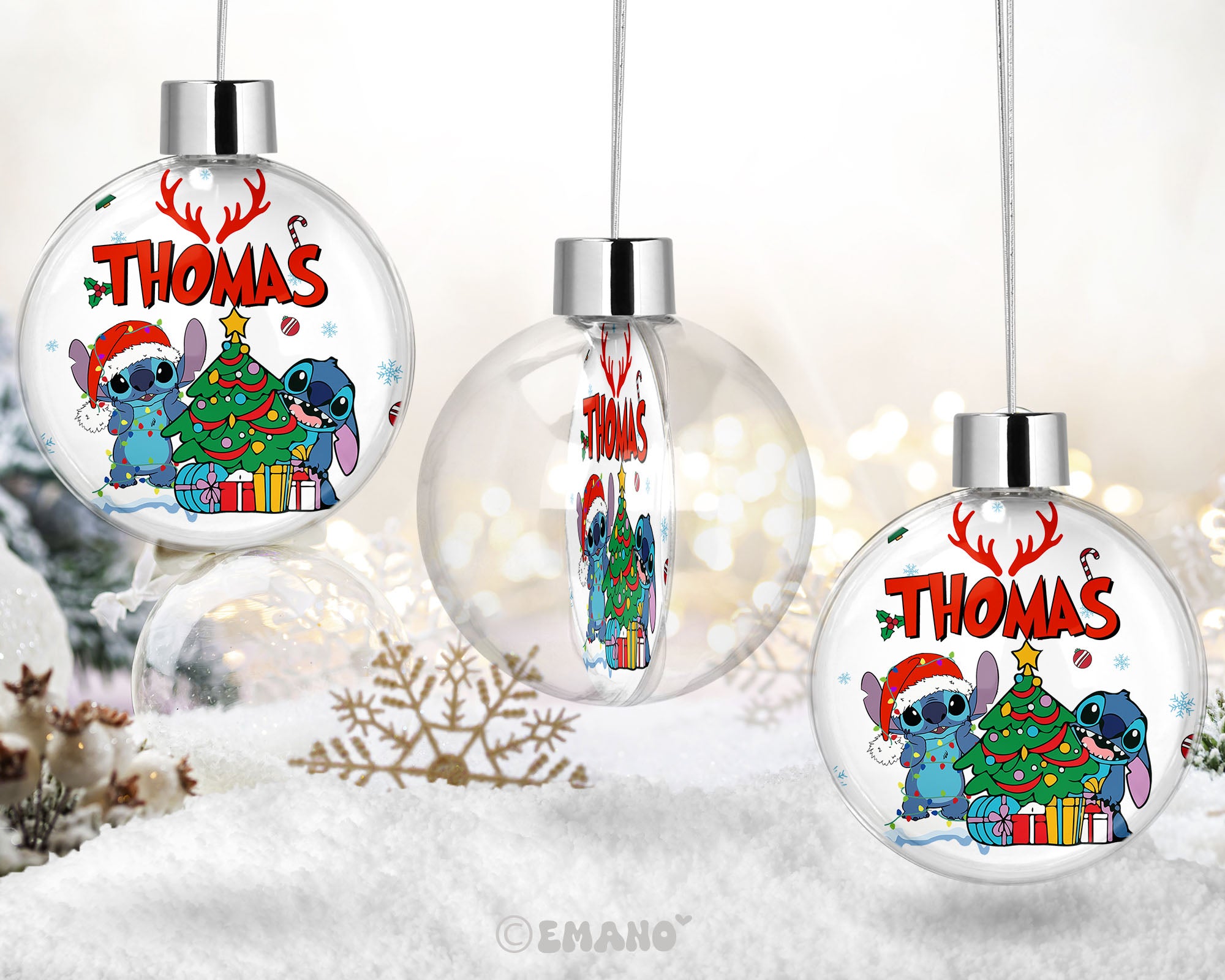 Décoration de Noël Personnalisable - Boule Stitch avec Prénom