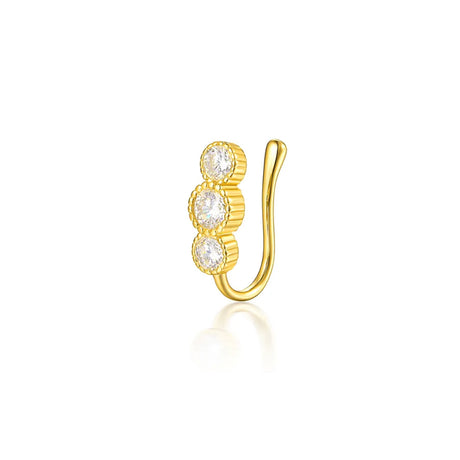 Faux piercing doré en argent 925 avec trio de strass – bijou sans perçage nez et oreille Emano Nouvelle-Calédonie.