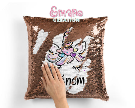 Coussin Licorne en Sequin : Magie au Toucher.