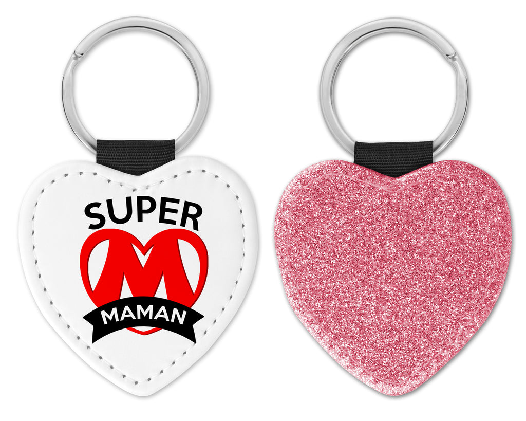 Porte clés simili cuir personnalisable Super maman