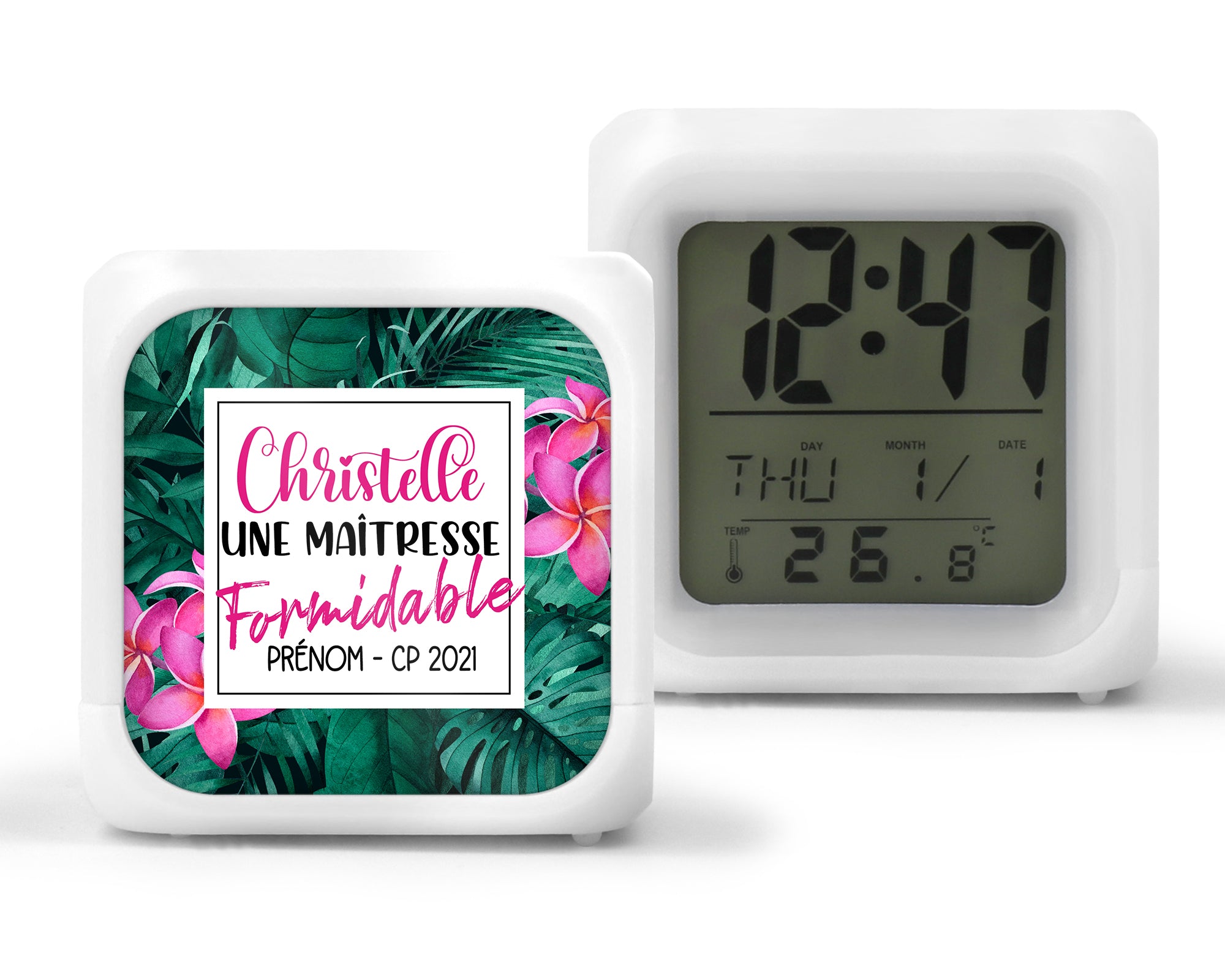 Réveil LED maîtresse personnalisée