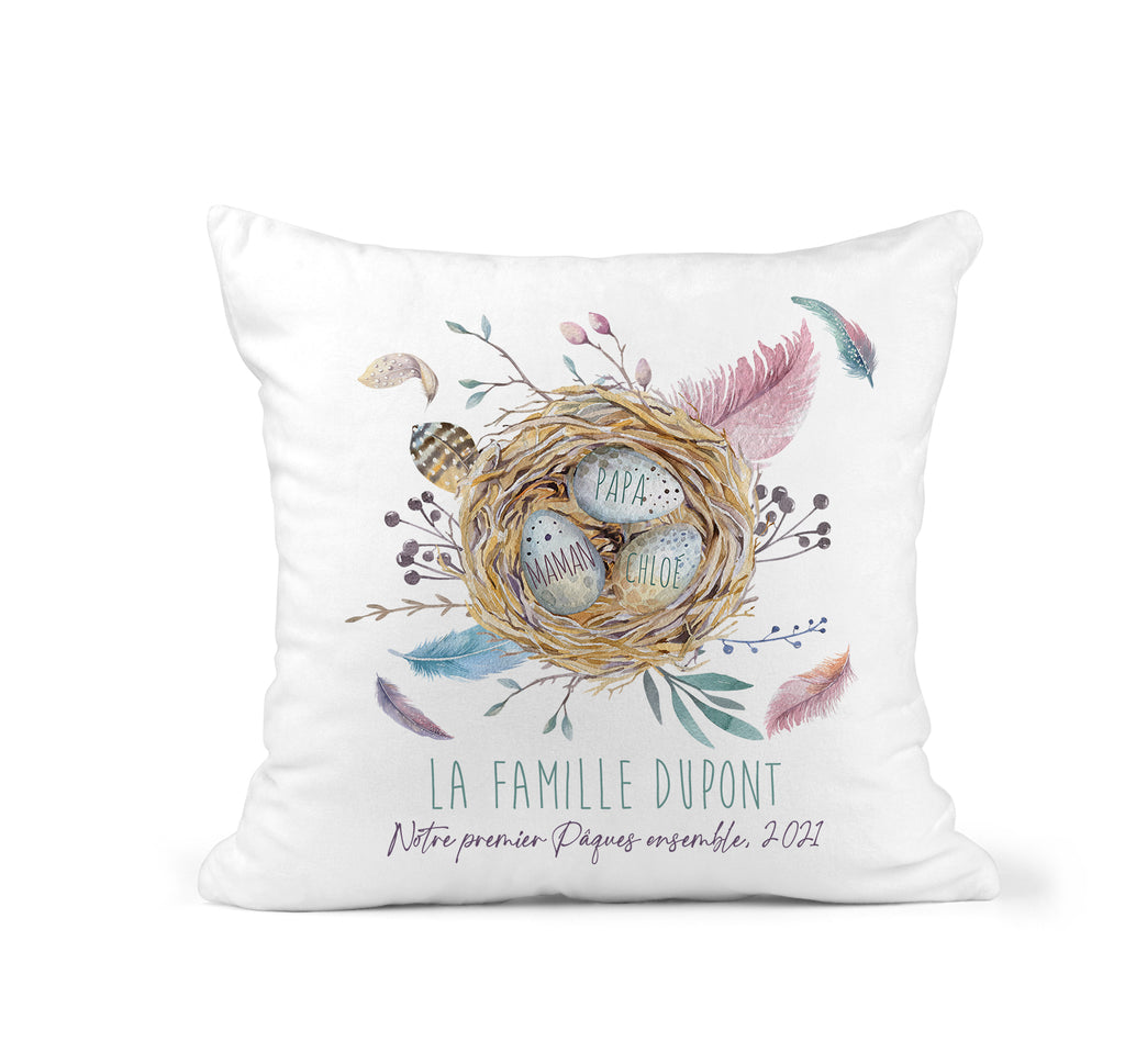 Coussin personnalisable - Pâques famille