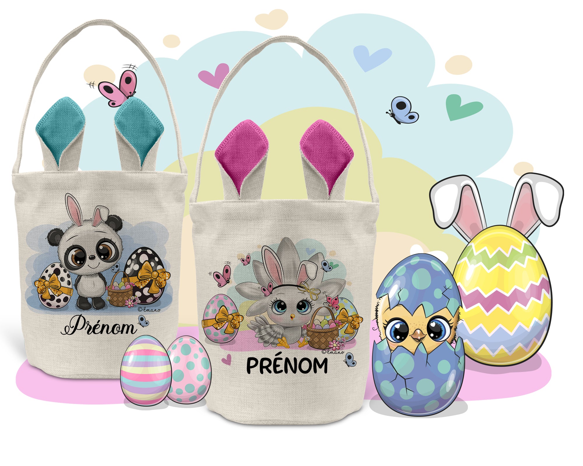 Panier de Pâques personnalisé -Thème animaux